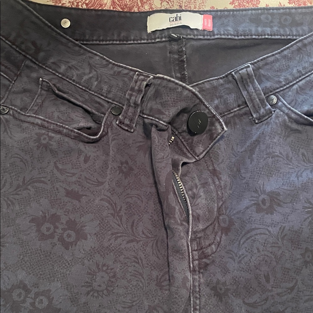CAbi High Rise Floral Purple Jeans